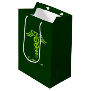 Sacola Para Presentes Média Green Celtic Knot Caduceus