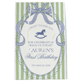 Sacola Para Presentes Média Green Coquette Bow Rocking Horse Birthday Favors
