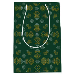 Sacola Para Presentes Média Green Minimal Tamil Kolam Pongal Design