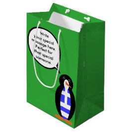 Sacola Para Presentes Média Grega Flag Talking Ms Penguin Personalizado
