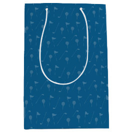 Sacola Para Presentes Média Grey Blue Golf Ball  / Flag Pattern Gift Bag