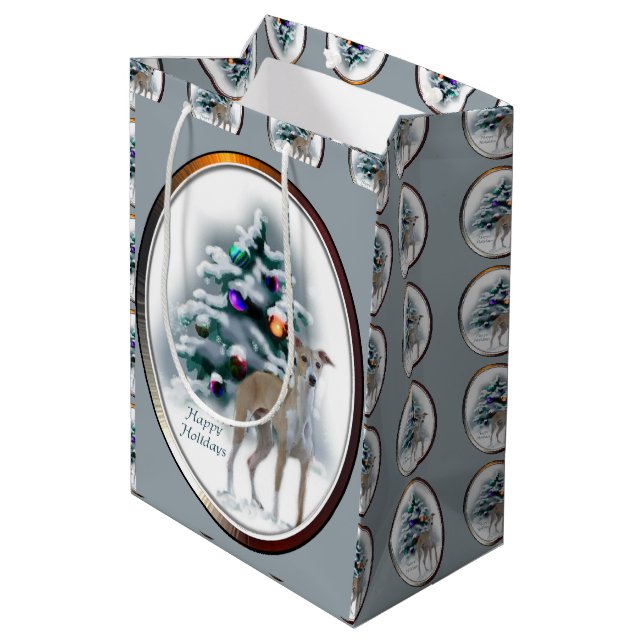 Sacola Para Presentes Média Greyhound Natal italiano (Verso inclinado)