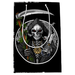 Sacola Para Presentes Média Grim Reaper Smoking Weed Meio assustador Gift Bag