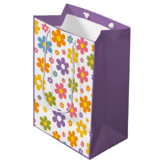 Sacola Para Presentes Média Groovy Flower Power (Roxo)