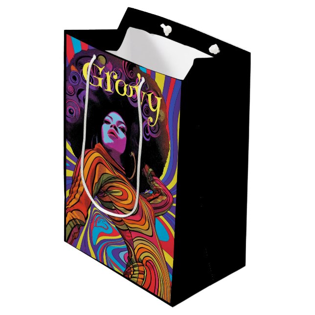 Sacola Para Presentes Média Groovy Retro Gift Bag (Frente inclinada)