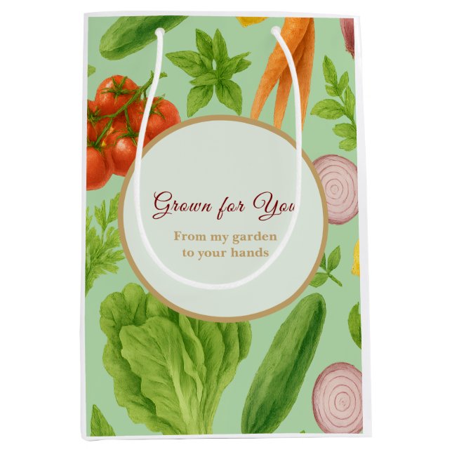 Sacola Para Presentes Média Grown for You Garden Gift Bag — Fresh Vegetable  (Frente)