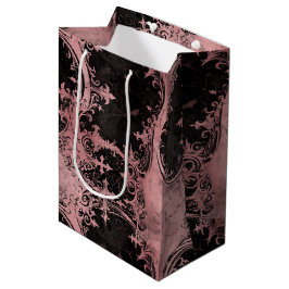 Sacola Para Presentes Média Grunge Gótico Cor-de-rosa e preto