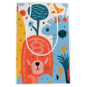 Sacola Para Presentes Média Grupo de animais imaginários coloridos