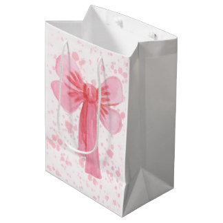 Sacola Para Presentes Média Guardanapo de papel com laço rosa