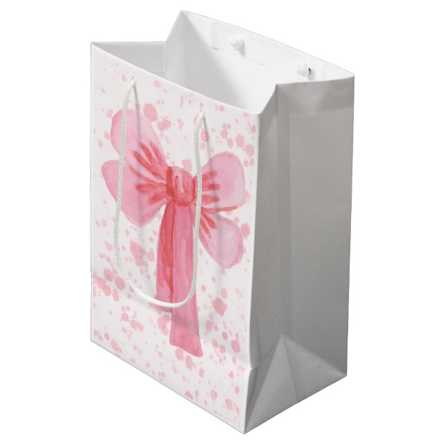 Sacola Para Presentes Média Guardanapo de papel com laço rosa (Frente inclinada)