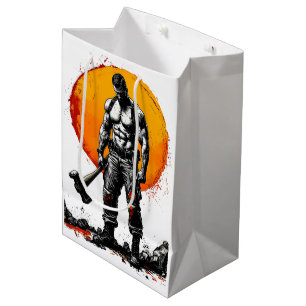 Sacola Para Presentes Média guerreiro barbárie fantasia medieval força do humm