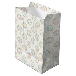 Sacola Para Presentes Média Guirlanda Floral de Ovo de Páscoa em Aquarela