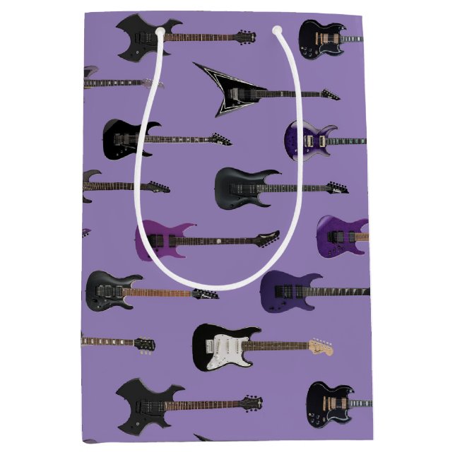 Sacola Para Presentes Média Guitarras elétricas 💜 púrpura  (Frente)