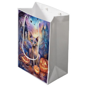 Sacola Para Presentes Média Halloween Abyssinian Cat Com Bompkins