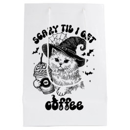 Sacola Para Presentes Média Halloween Cat Scary Til Eu Tomo Café