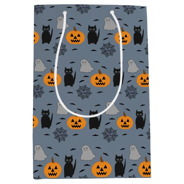 Sacola Para Presentes Média Halloween divertido e Rico (Frente)