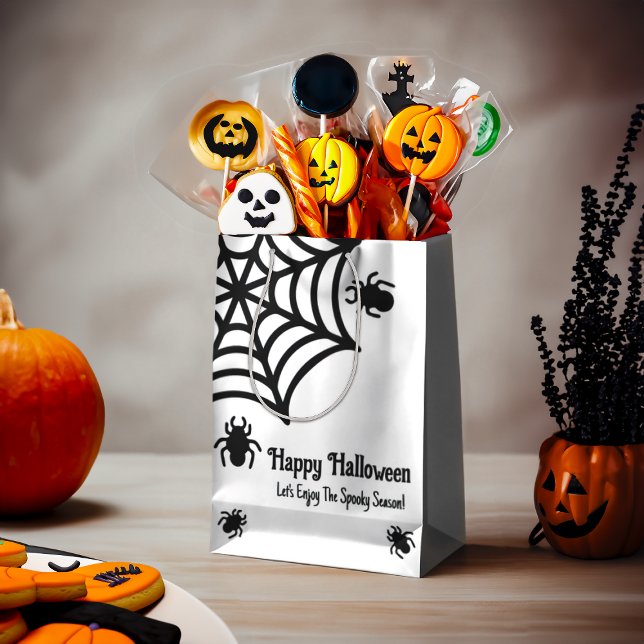 Sacola Para Presentes Média Halloween personalizado da teia (Criador carregado)