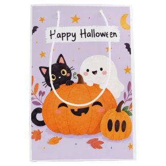 Sacola Para Presentes Média Halloween rosa fofo