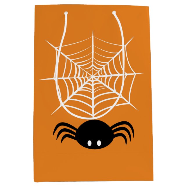Sacola Para Presentes Média Halloween Spider Web (Frente)