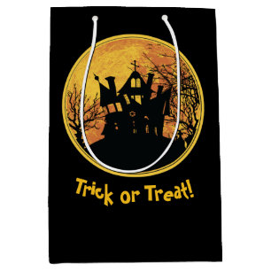 Sacola Para Presentes Média Halloween Truque Noite ou Tratar Casa da Lua Cheia