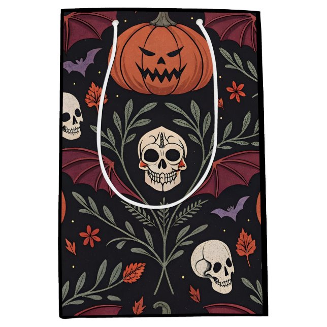 Sacola Para Presentes Média Halloween Vibes Pattern (Frente)