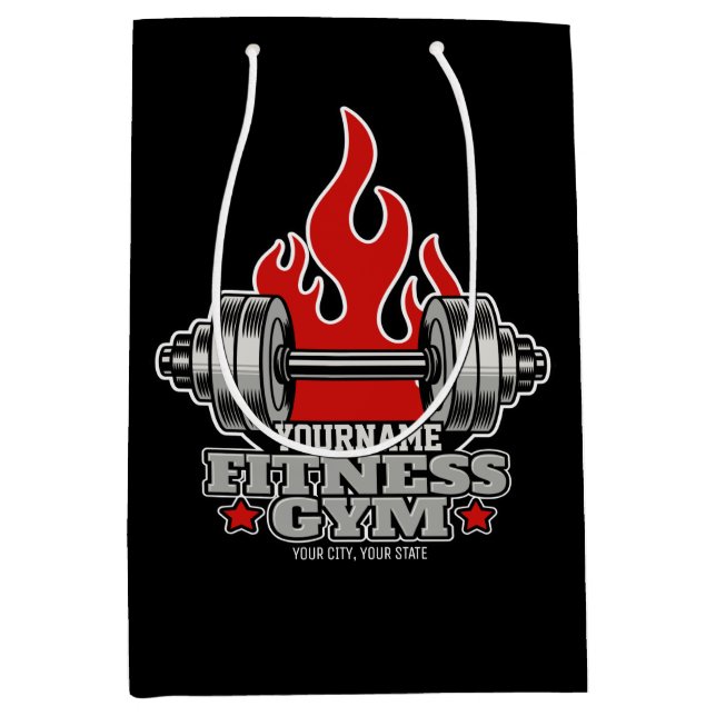 Sacola Para Presentes Média Halteres de musculação personalizados academia de  (Frente)