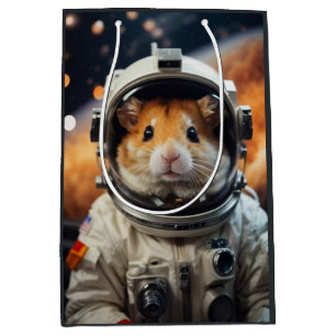 Sacola Para Presentes Média Hamster do Astronauta Espacial Exterior