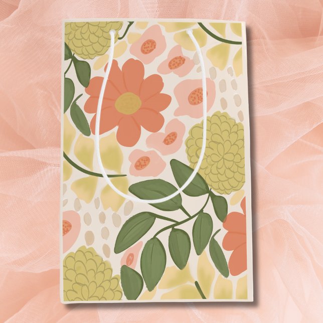 Sacola Para Presentes Média Hand-Drawn Floral Gift Bag – Whimsical Blooms (Floral Gift Bag )
