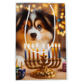 Sacola Para Presentes Média Hanukkah Puppy
