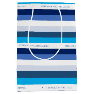 Sacola Para Presentes Média Hanukkah Stripe Personalizado