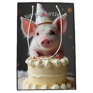 Sacola Para Presentes Média Hap porco Birthday