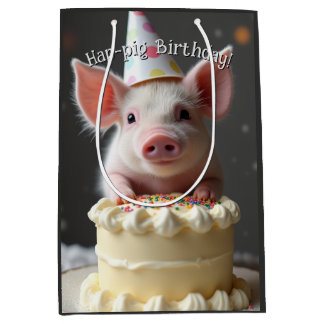 Sacola Para Presentes Média Hap porco Birthday
