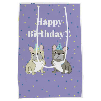 Sacola Para Presentes Média Happy birthday French, bulldog