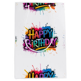 Sacola Para Presentes Média Happy Birthday Gift Bag Design