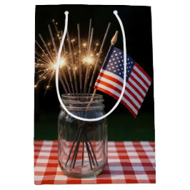 Sacola Para Presentes Média Happy Birthday Sparklers With American Flag