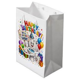 Sacola Para Presentes Média Happy Birthday Try a Courtesy Flush Toilette Humor