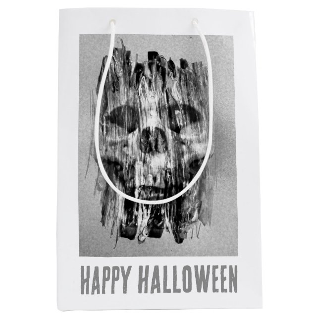 Sacola Para Presentes Média Happy Halloween. Distressed skull (Frente)