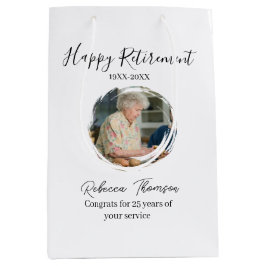 Sacola Para Presentes Média Happy retirement year name circle photo retired