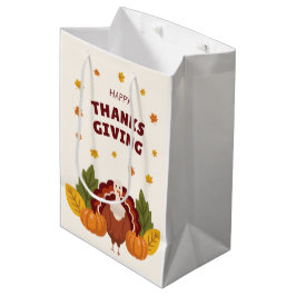 Sacola Para Presentes Média Happy Thanksgiving Autumn Pumpkin