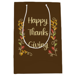 Sacola Para Presentes Média Happy Thanksgiving - Brown theme