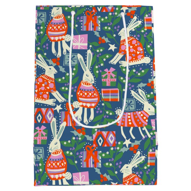 Sacola Para Presentes Média Hares de Feriado (Verso)