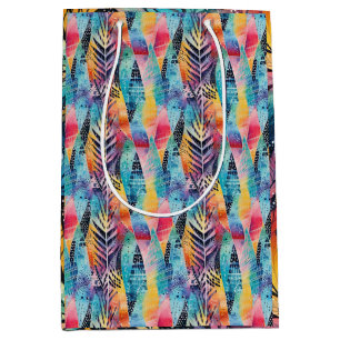 Sacola Para Presentes Média Harmonia de Fusão: Colorida Watercolor Batik Shibo