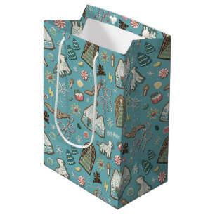 Sacola Para Presentes Média HARRY POTTER™ HOGWARTS™ Natal Cookie Patterno