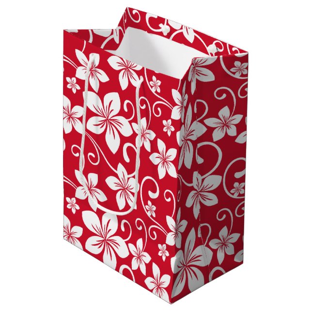 SACOLA PARA PRESENTES MÉDIA HAWAII AZUL (VERMELHO) (Frente inclinada)