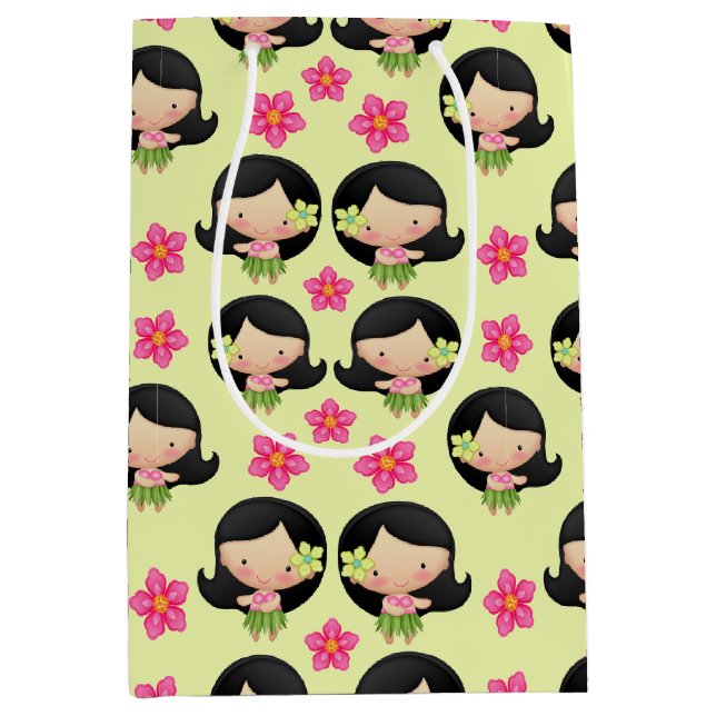 Sacola Para Presentes Média Hawaiian Hula Girl Gift Bag (Frente)