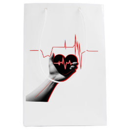 Sacola Para Presentes Média Heartbeat Love Design – Hand Holding Heart