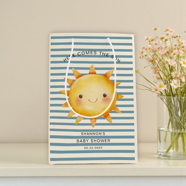 Sacola Para Presentes Média Here Comes the Son Baby Shower Bag (Criador carregado)