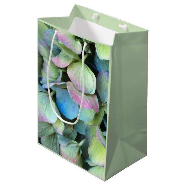 Sacola Para Presentes Média HIDRANGEA pétalas multicolores — (Frente inclinada)