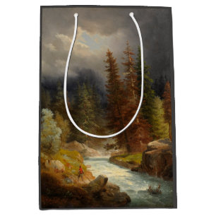 Sacola Para Presentes Média Hiker Beside a Torrential River (Achenbach)