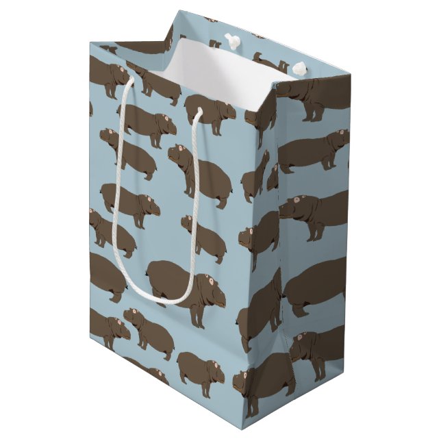 Sacola Para Presentes Média Hippopotamus Hippo Pattern (Frente inclinada)